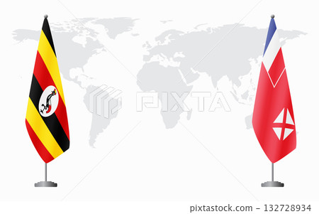 Uganda and Wallis and Futuna flags for official meeting Uganda and Wallis and Futuna flags for official meeting 132728934