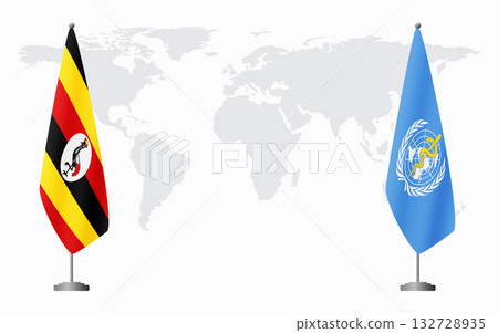 Uganda and World Health Organization flags for official m 132728935
