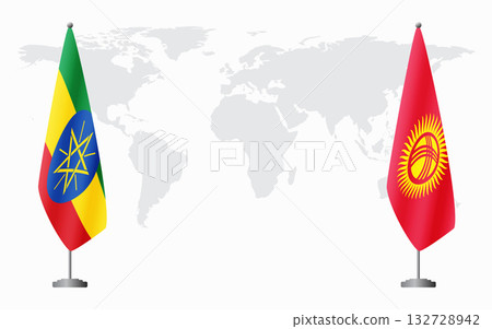Ethiopia and Kyrgyzstan flags for official meeting Ethiopia and Kyrgyzstan flags for official meeting 132728942