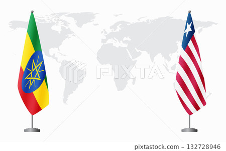 Ethiopia and Liberia flags for official meeting 132728946