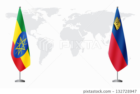 Ethiopia and Liechtenstein flags for official meeting 132728947