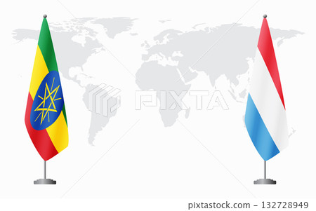 Ethiopia and Luxembourg flags for official meeting 132728949