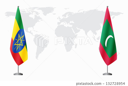 Ethiopia and Maldives flags for official meeting Ethiopia and Maldives flags for official meeting 132728954