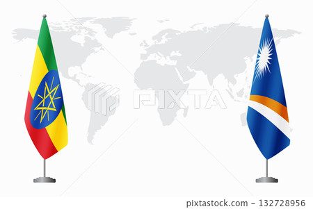 Ethiopia and Marshall Islands flags for official meeting Ethiopia and Marshall Islands flags for official meeting 132728956