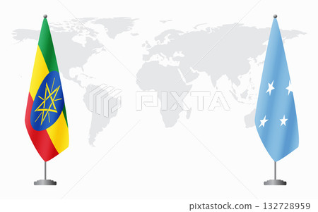 Ethiopia and Micronesia flags for official meeting 132728959