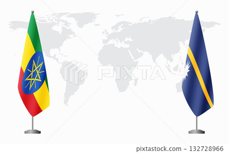 Ethiopia and Nauru flags for official meeting Ethiopia and Nauru flags for official meeting 132728966