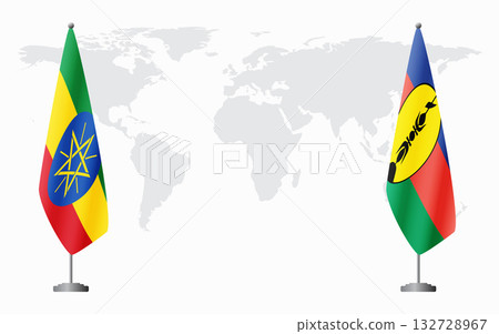Ethiopia and New Caledonia flags for official meeting Ethiopia and New Caledonia flags for official meeting 132728967