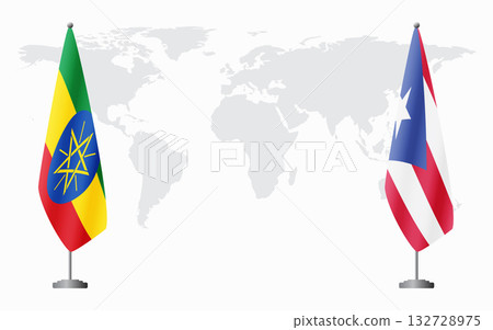 Ethiopia and Puerto Rico flags for official meeting Ethiopia and Puerto Rico flags for official meeting 132728975