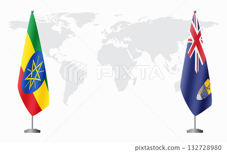 Ethiopia and Saint Helena flags for official meeting 132728980