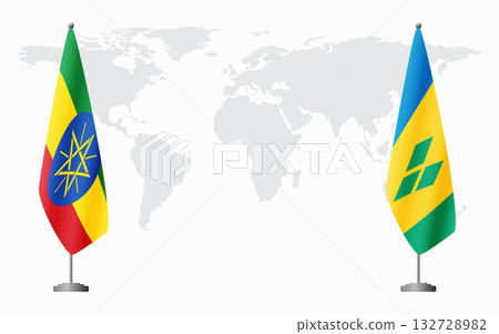 Ethiopia and Saint Vincent and the Grenadines flags for off 132728982