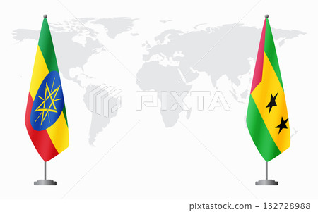 Ethiopia and Sao Tome and Principe flags for official meeti 132728988