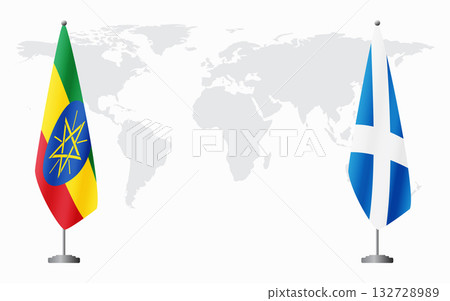 Ethiopia and Scotland flags for official meeting 132728989