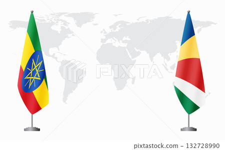 Ethiopia and Seychelles flags for official meeting 132728990