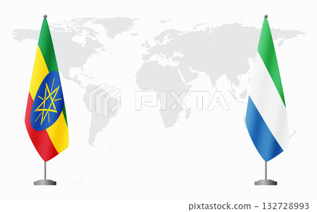 Ethiopia and Sierra Leone flags for official meeting 132728993