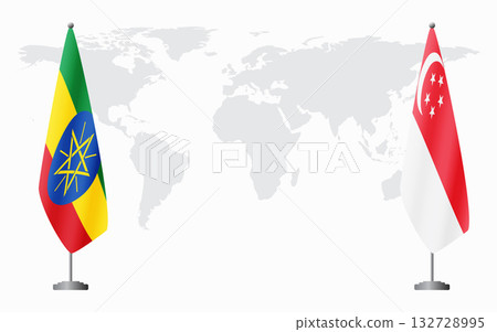 Ethiopia and Singapore flags for official meeting 132728995