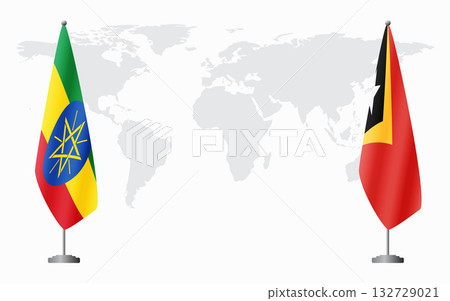 Ethiopia and East Timor flags for official meeting 132729021