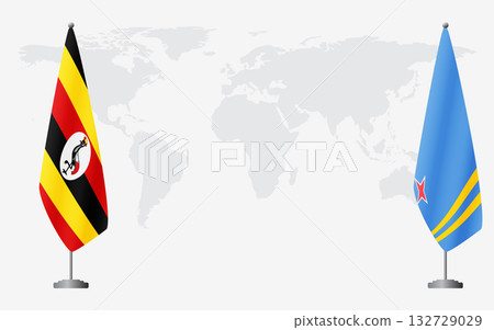 Uganda and Aruba flags for official meeting Uganda and Aruba flags for official meeting 132729029