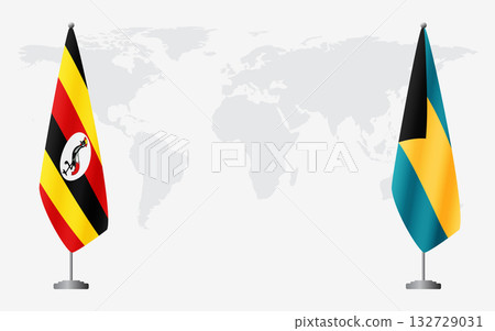 Uganda and Bahamas flags for official meeting Uganda and Bahamas flags for official meeting 132729031