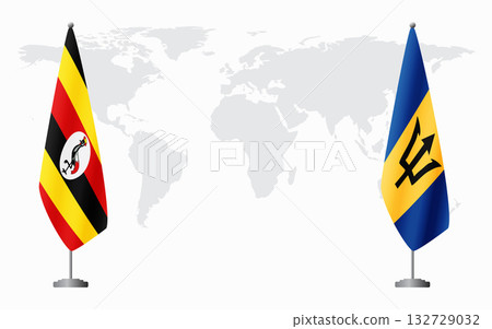 Uganda and Barbados flags for official meeting Uganda and Barbados flags for official meeting 132729032