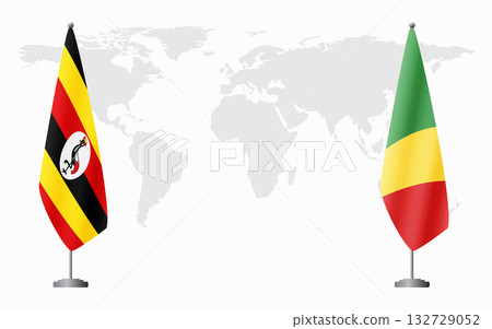 Uganda and Congo-Brazzaville flags for official meeting Uganda and Congo-Brazzaville flags for official meeting 132729052
