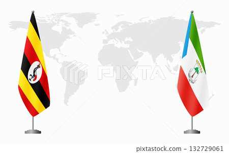 Uganda and Equatorial Guinea flags for official meeting 132729061