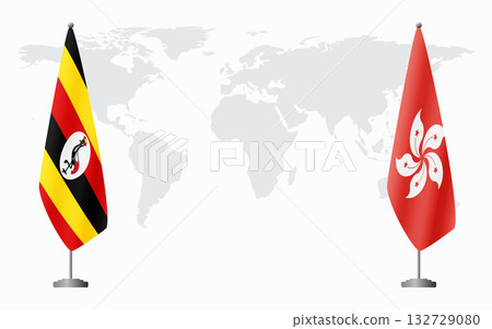 Uganda and Hong Kong flags for official meeting Uganda and Hong Kong flags for official meeting 132729080