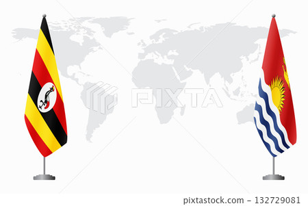 Uganda and Kiribati flags for official meeting 132729081