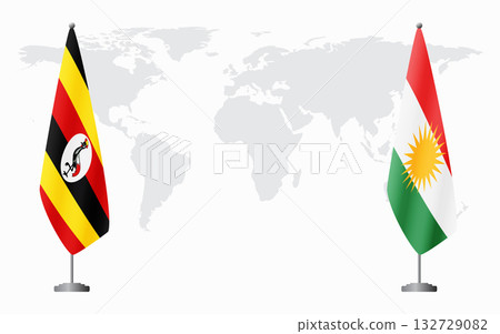 Uganda and Kurdistan flags for official meeting Uganda and Kurdistan flags for official meeting 132729082