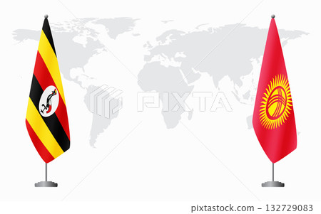 Uganda and Kyrgyzstan flags for official meeting 132729083