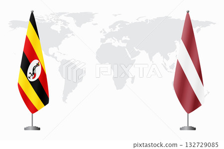 Uganda and Latvia flags for official meeting Uganda and Latvia flags for official meeting 132729085