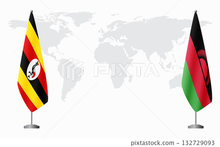 Uganda and Malawi flags for official meeting Uganda and Malawi flags for official meeting 132729093