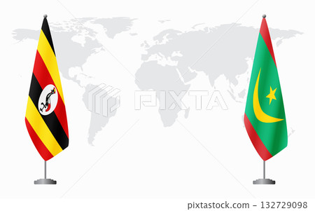 Uganda and Mauritania flags for official meeting Uganda and Mauritania flags for official meeting 132729098