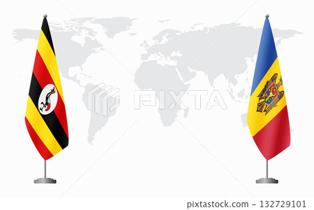 Uganda and Moldova flags for official meeting Uganda and Moldova flags for official meeting 132729101