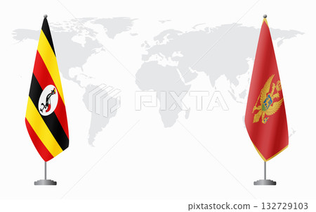 Uganda and Montenegro flags for official meeting Uganda and Montenegro flags for official meeting 132729103
