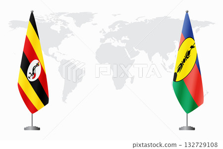 Uganda and New Caledonia flags for official meeting Uganda and New Caledonia flags for official meeting 132729108