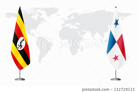 Uganda and Panama flags for official meeting Uganda and Panama flags for official meeting 132729113