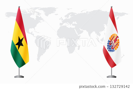 Ghana and French Polynesia flags for official meeting Ghana and French Polynesia flags for official meeting 132729142