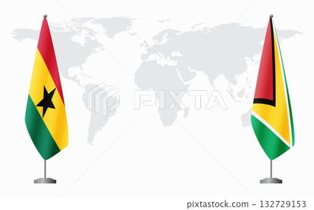 Ghana and Guyana flags for official meeting 132729153