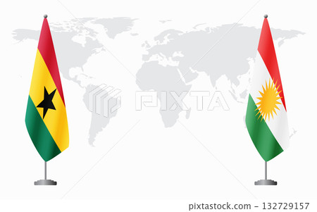 Ghana and Kurdistan flags for official meeting 132729157