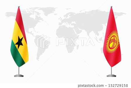 Ghana and Kyrgyzstan flags for official meeting 132729158