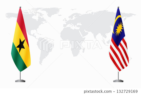Ghana and Malaysia flags for official meeting Ghana and Malaysia flags for official meeting 132729169