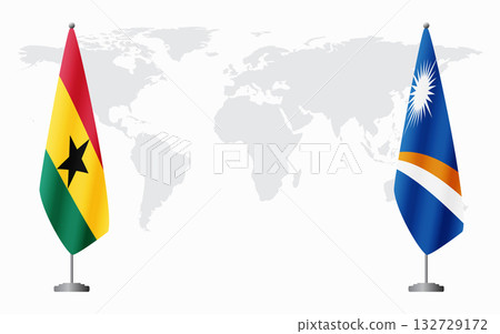 Ghana and Marshall Islands flags for official meeting 132729172