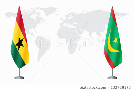 Ghana and Mauritania flags for official meeting Ghana and Mauritania flags for official meeting 132729173