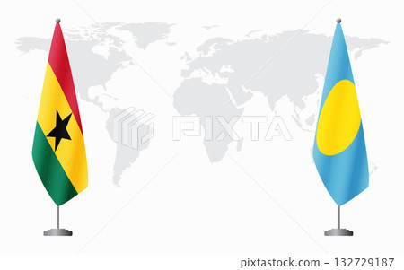 Ghana and Palau flags for official meeting 132729187