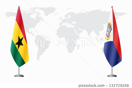 Ghana and Sint Maarten flags for official meeting 132729208