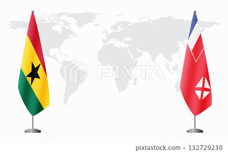 Ghana and Wallis and Futuna flags for official meeting Ghana and Wallis and Futuna flags for official meeting 132729230