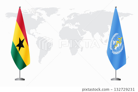 Ghana and World Health Organization flags for official m Ghana and World Health Organization flags for official m 132729231