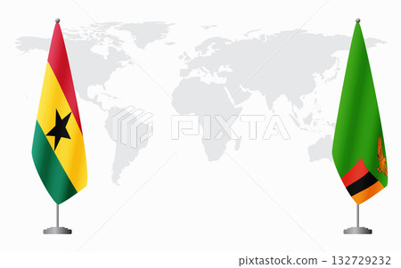 Ghana and Zambia flags for official meeting Ghana and Zambia flags for official meeting 132729232