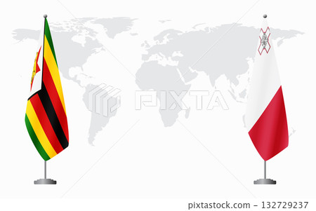 Zimbabwe and Malta flags for official meeting 132729237