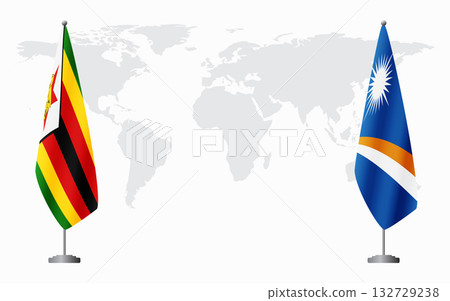 Zimbabwe and Marshall Islands flags for official meeting 132729238